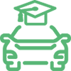 pictogramme voiture chapeau de diplômé